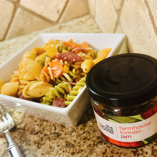 farmhouse tomato jam pasta salad