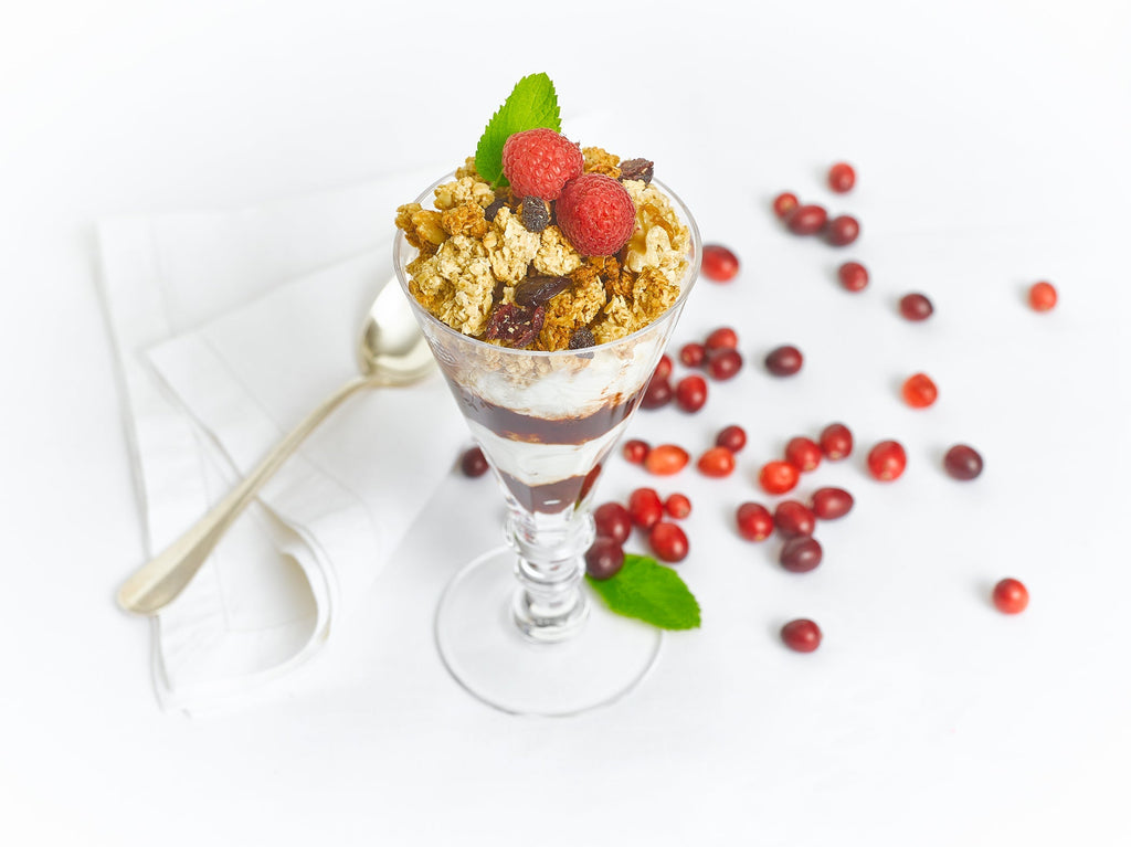 cran raspberry blood orange yogurt parfait