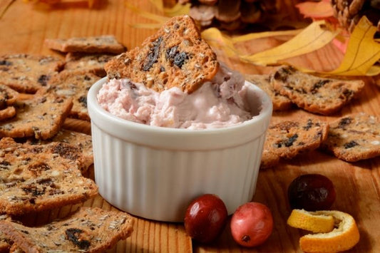 cranberry-raspberry blood orange cream cheese spread