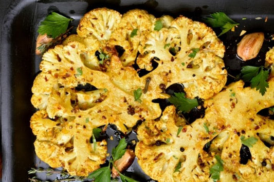 roasted cauliflower with hatch chile pesto